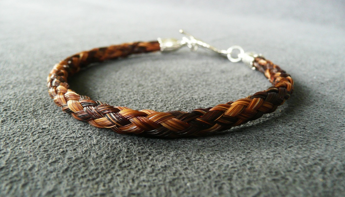 Cinnamon brown: 7.5" Horsehair bracelet bracelet French-beaded braid beauty 